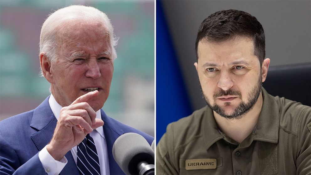 USA:s president Joe Biden och Ukrainas president Volodymyr Zelenskyj.