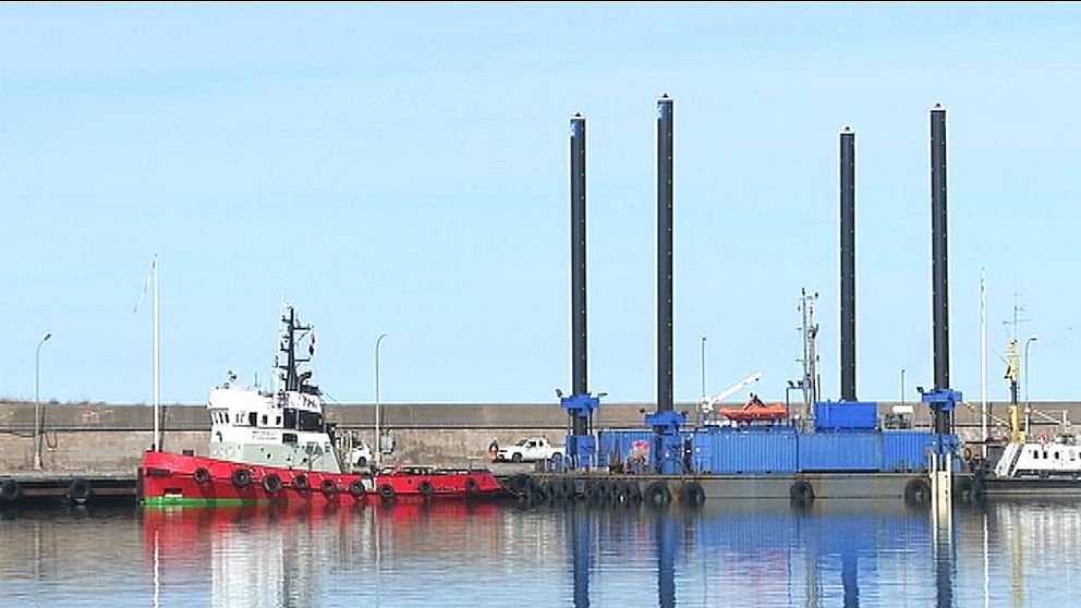 Benen till pråmplattform för borr. Gotland