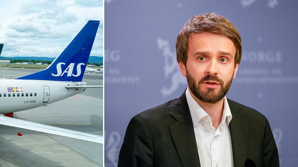 Flygplan på Oslo flygplats/ Norges Näringsminister Jan Christian Vestre