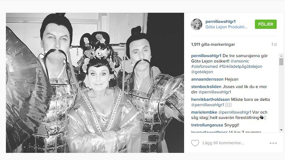 Bilden på Pernilla Wahlgrens Instagram-konto har fått kritik från flera håll.