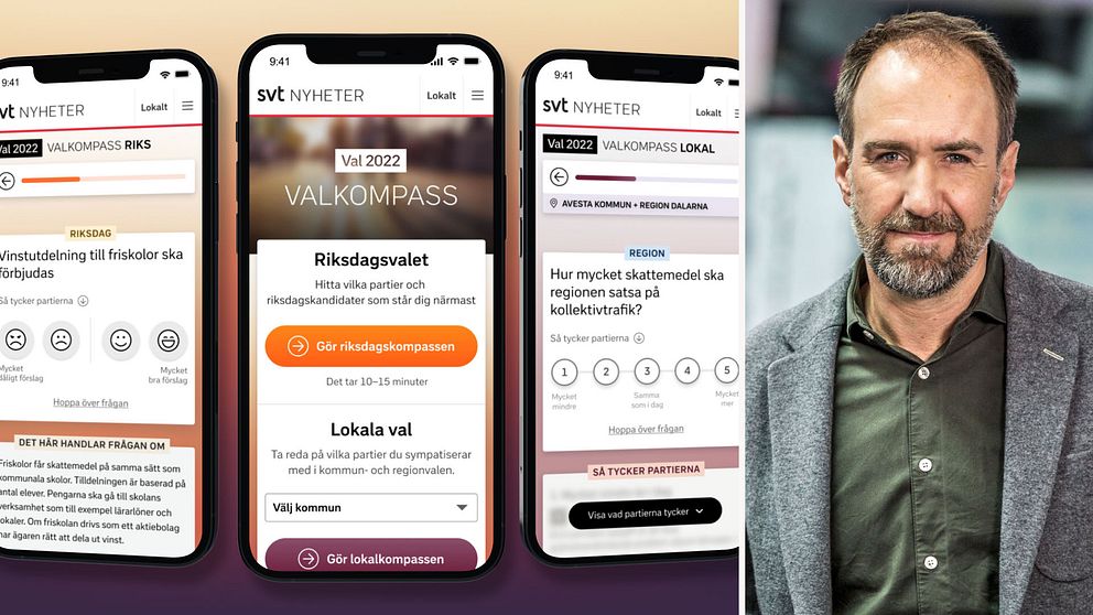 SVT:s Valkompass och Michael Kucera, ansvarig utgivare för SVT:s valprogram.