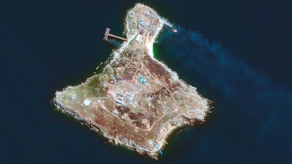 Satellitbild över Ormön som är beläget i Svarta Havet vid Odessas hamn.
