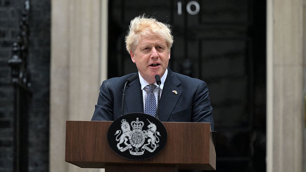 Boris Johnson, premiärminister i Storbritannien, meddelar sin avgång.