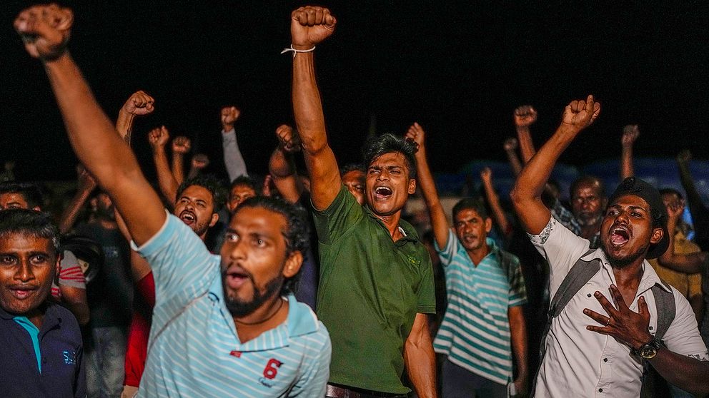 Invånare i  Colombo, Sri Lanka reagerar glatt på rapporten om att president Gotabaya Rajapaksas mejlat in sin avgång.
