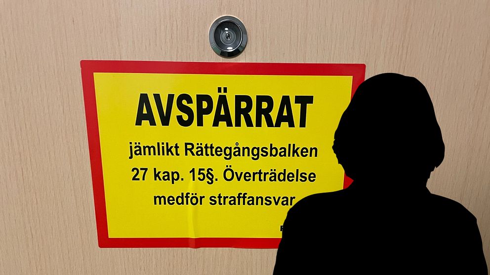 Ett kollage med en avspärrat-skylt och en siluett av en person med pagefrisyr.