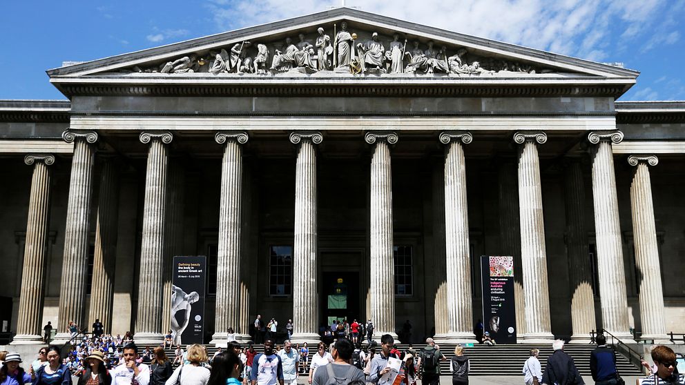 British Museum i Bloomsbury, London, där demonstranter i söndags trängde sig in för att protestera mot museets samarbetet med oljebolaget BP.