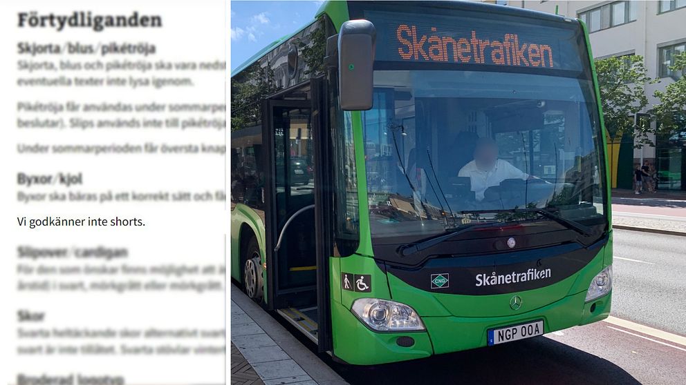 Fotomontage med en bild från Skånetrafikens hemsida och en bild på en buss