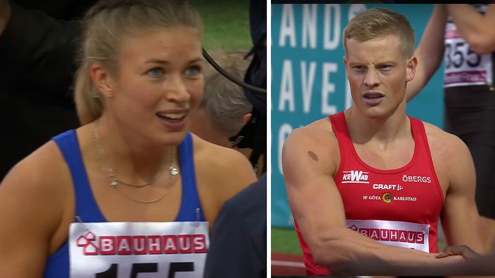 Julia Henriksson och Henrik Larsson tog SM-guld på 100 meter.
