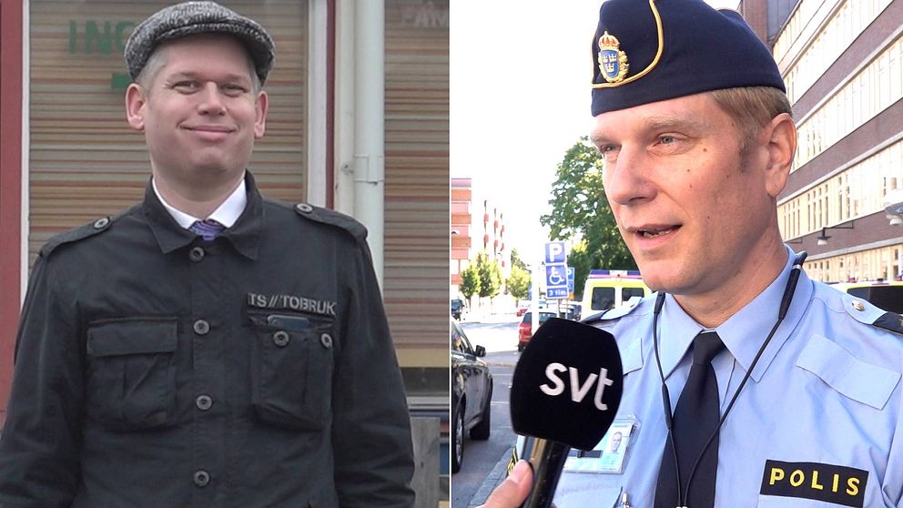 Rasmus Paludan och Medelpads lokalpolisområdeschef Josef Wiklund.