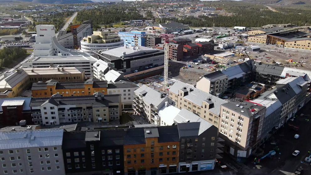 Drönarbild på Kirunas nya stadskärna