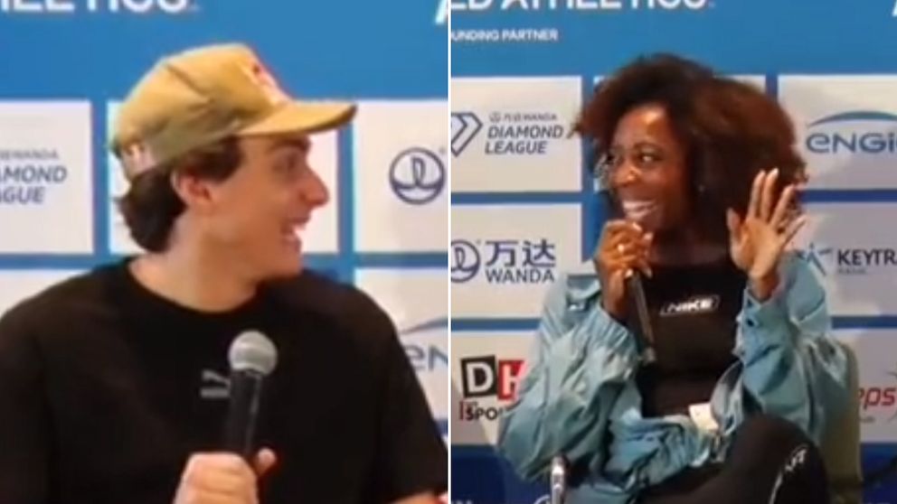 Duplantis pikade Fraser-Pryce på presskonferensen.