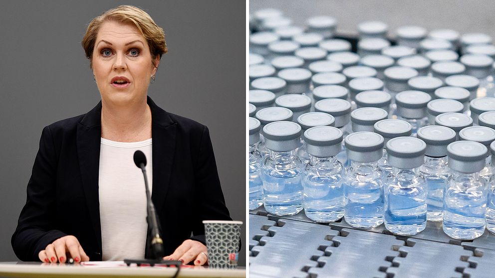 Socialminister Lena Hallengren uppmanar att inte vänta på det nya vaccinet. Arkivbilder.