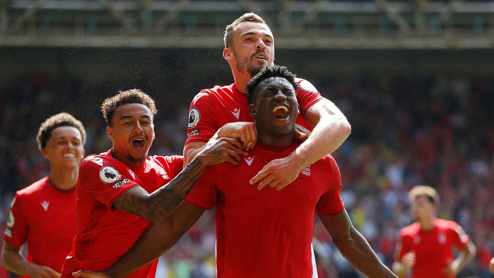 Taiwo Awoniyi fick fira sitt första PL-mål med Harry Toffolo och Jesse Lingard, alla tre nyförvärv i Nottingham Forest.