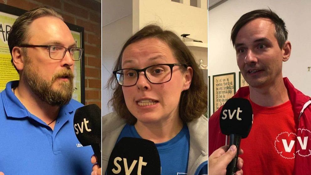 Marcus Hellström (L), Polina J Larsson (KD) och Niklas Evaldsson (V).