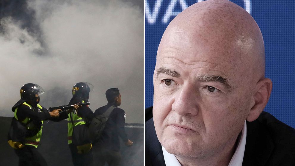 Fifas ordförande Gianni Infantino säger sig vara chockad efter tragedin i Indonesien.