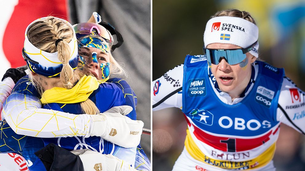 Jonna Sundling och Maja Dahlqvist vann sprintstafetten på VM 2021 i Oberstdorf.