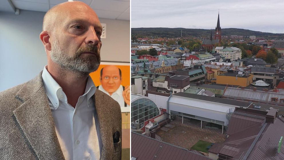 Erik Olsson, grundare av Erik Olsson fastighetsförmedling inne på Hoome mäkleris kontor. Arkivbilder med foto över Sundsvall