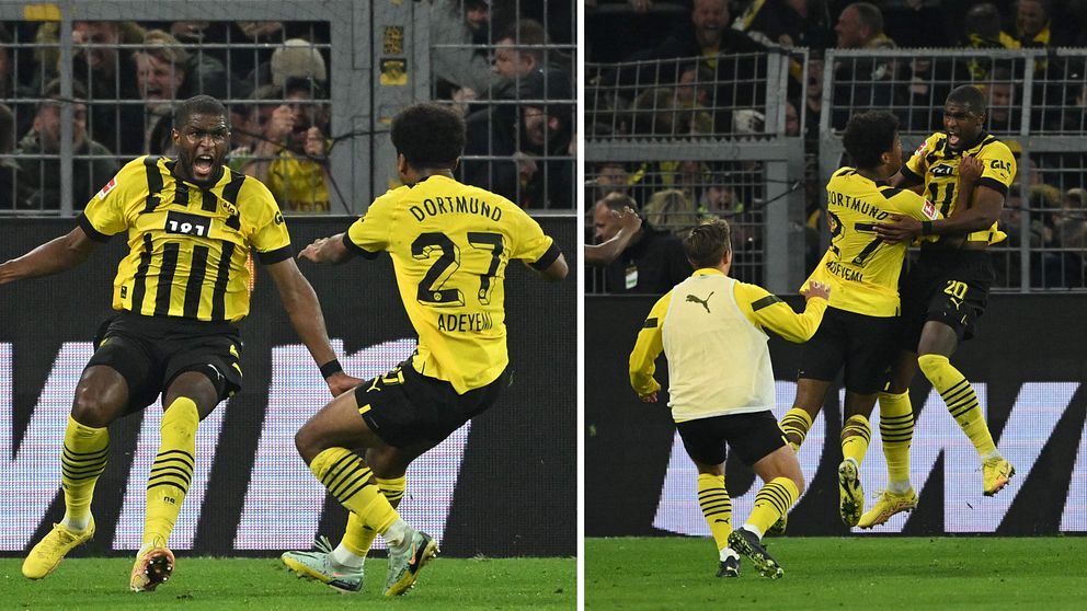 Dortmunds Anthony Modeste firade rejält med sina lagkamrater.