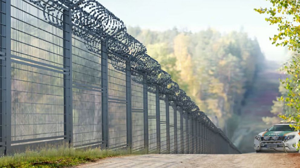 En visionsbild visar hur stängslet längs den finsk-ryska gränsen kan se ut.