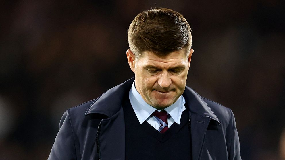 Steven Gerrard under matchen mot Fulham i Premier League, som Aston Villa förlorade.