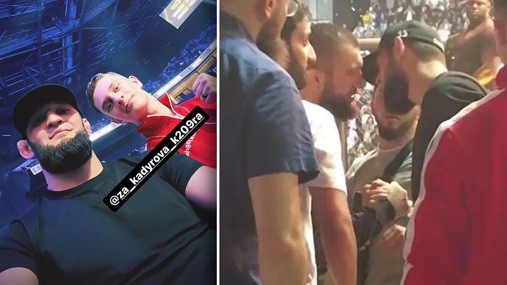 Svenske MMA-stjärnan Khamzat Chimaev besökte UFC-galan i Abu Dhabi under lördagen tillsammans med Tjetjeniens ledare Ramzan Kadyrovs son.