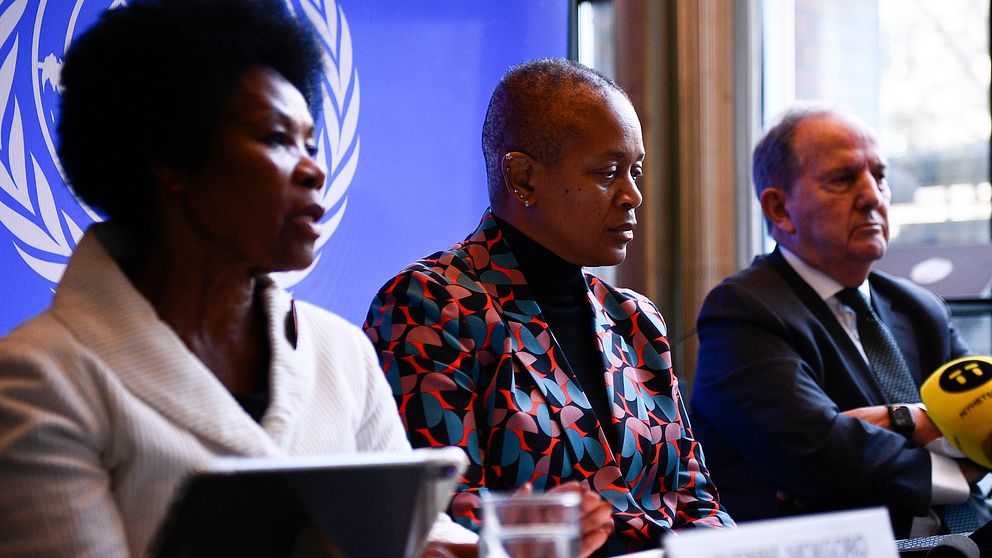 FN-expertgruppen för rasrättvisa och brottsbekämpning , som består av (från vänster) Yvonne Mokgoro (ordförande), Tracie Keesee och Juan Méndez.