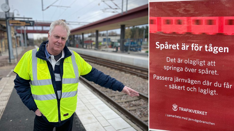 Att spring över spåren för att hinna med tåget blir vanligare och vanligare i Ängelholm. Göran Holmberg från Trafikverket berättar om den livsfarliga spårspringningen som förekommer i Ängelholm.