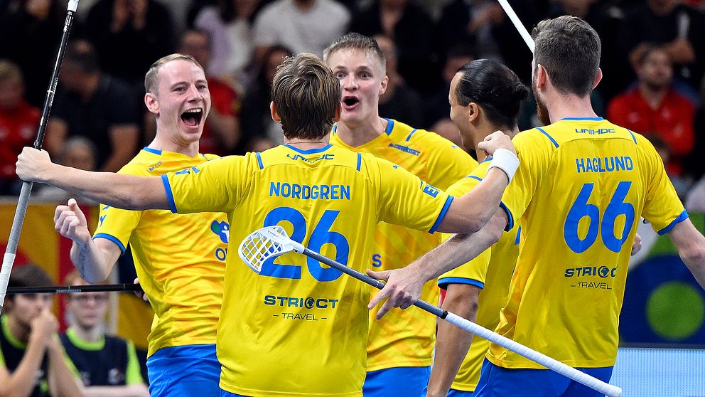 Sverige firar VM-guldet efter finalkrossen av Tjeckien.