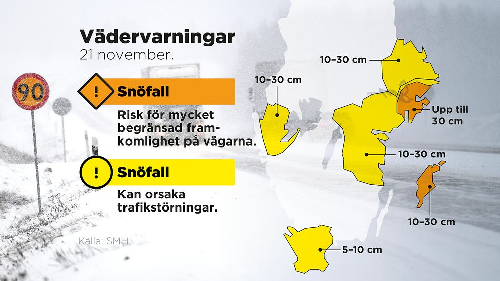 Orange varning över Gotland och fortsatt snöfall på östgötakusten | SVT ...