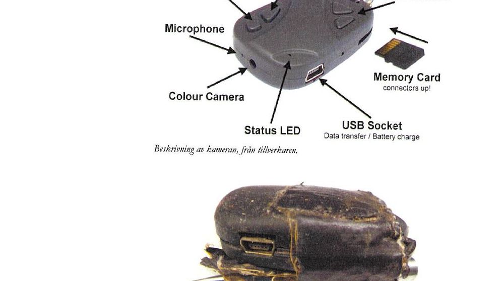 En dold kamera som föreställer en bilnyckel hittades i den äldre broderns hem. Fotot är från förundersökningsprotokollet.