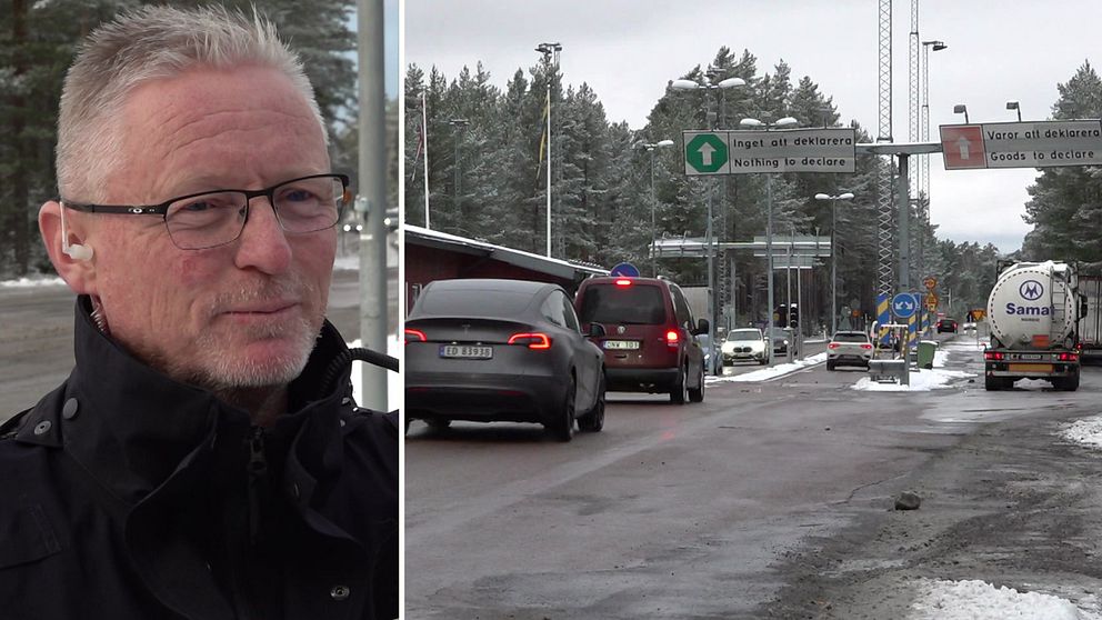 Bild på en tulltjänsteman och en gränskontroll. Tulltjänstemannen heter Roger Nilsson och är chef för tullens kontrollgrupp i Hån. Han berättar hur smugglare åker från tullen på fyrhjulingar.