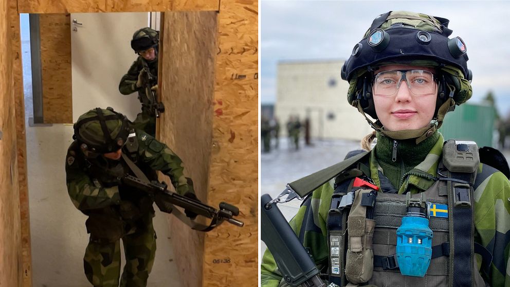 Soldaten Frida Lejnell har övat i stridsträningsanläggningen på Markstridsskolan i Kvarn