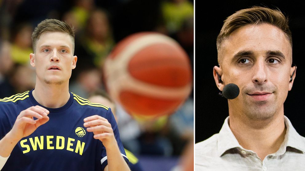 Jonas Jerebko och SVT Sports expert Nick Rajacic.