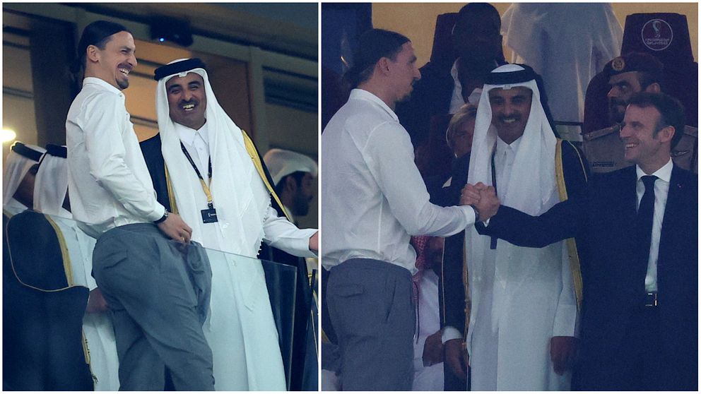 Zlatan på gott humör tillsammans med shejk Tamim bin Hamad Al Thani.