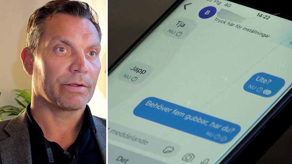 Daniel Axelsson, chef regionalt it-brottscentrum RC3 och en mobiltelefon med anonymt sms.