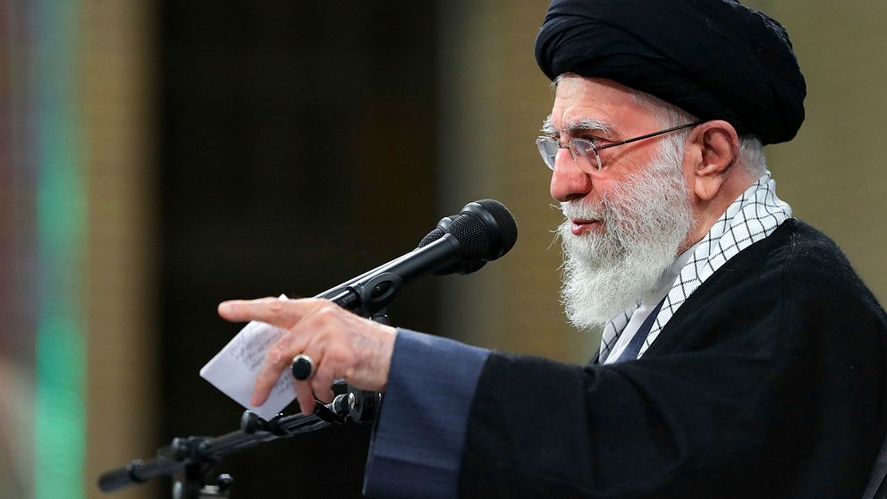 Irans högsta ledare, ayatolla Ali Khamenei, under ett möte i Teheran den 9 januari.