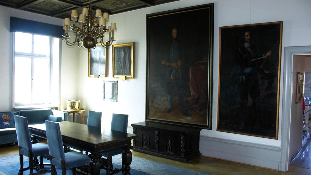 Bilden visar hur Karolinerrummet, eller Karl den XII-rummet, såg ut innan branden på regementet i Boden.