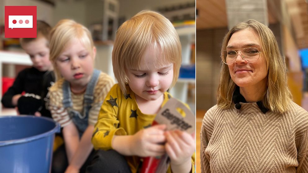Psykolog Emma Lindeblad och förskolebarn i Ljungby.