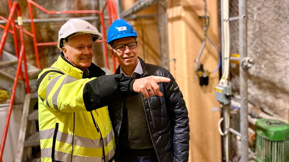 Mälarenergis vice vd Jan Andhagen till vänster i bild. Till höger Thomas Johansson, vd Mine Storage.