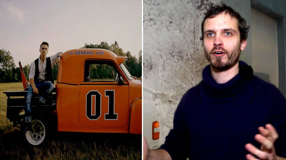 Montage med en bild på en kille sittandes på sin A-traktor och en bild på en man (dokumentärfotografen Benjamin Nørskov).