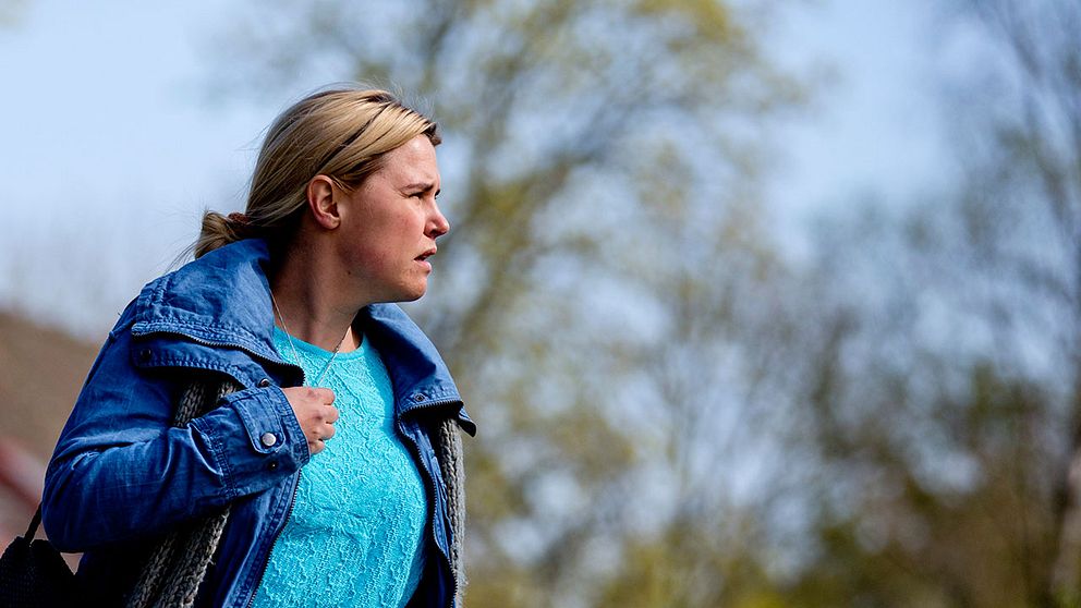 Mia Skäringer under inspelningsarbetet med ”Ängelby” under våren 2014.