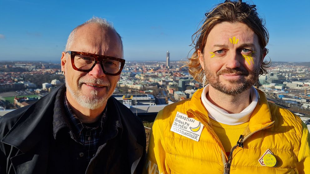 Konstnären Sebastian Rudolph Jensen och stadsarkitekt Björn Siesjö i debatt om framtidens Göteborg.