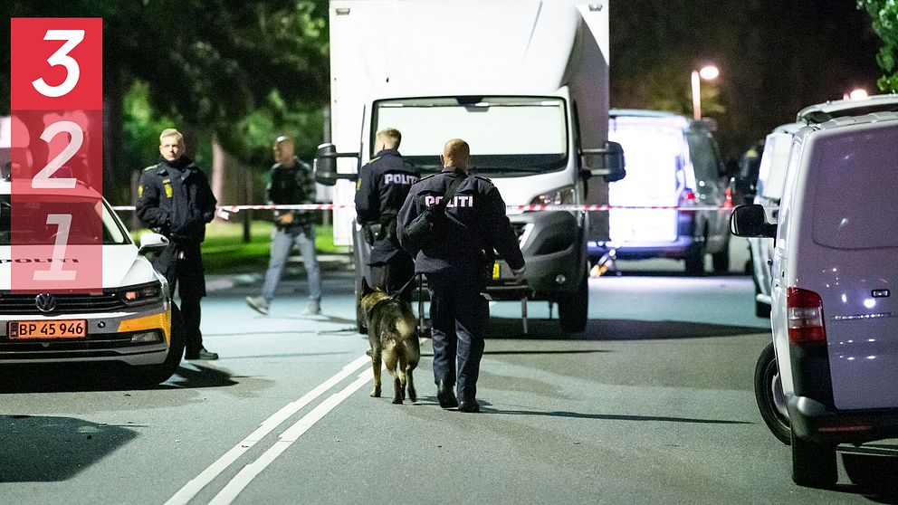 Danska poliser i anslutning till en avspärrning till en brottsplats