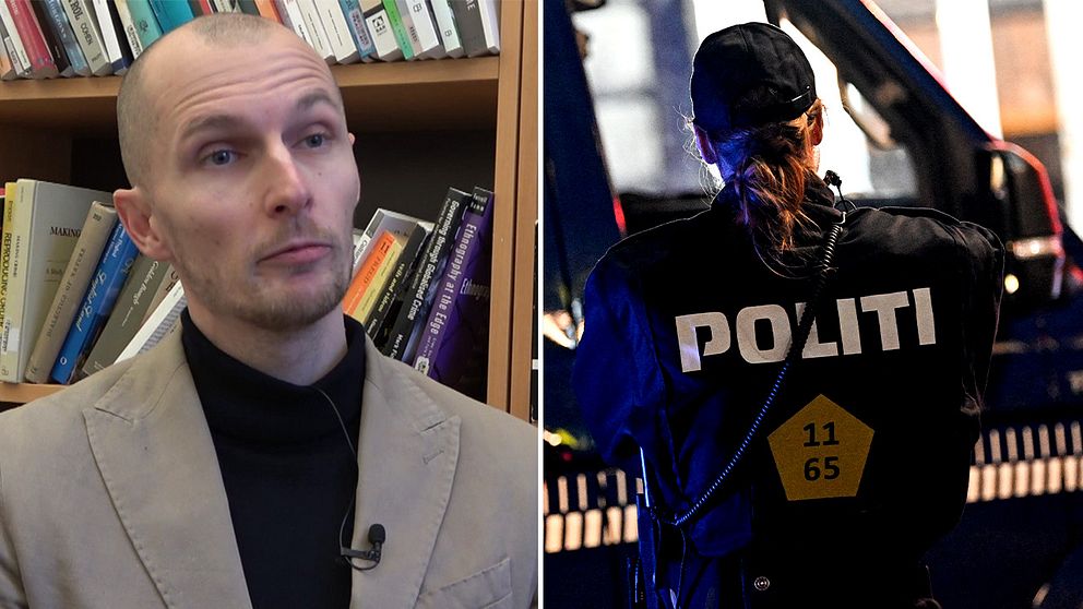 danska kriminlogen David Sausdal / en dansk polis fotad bakifrån.