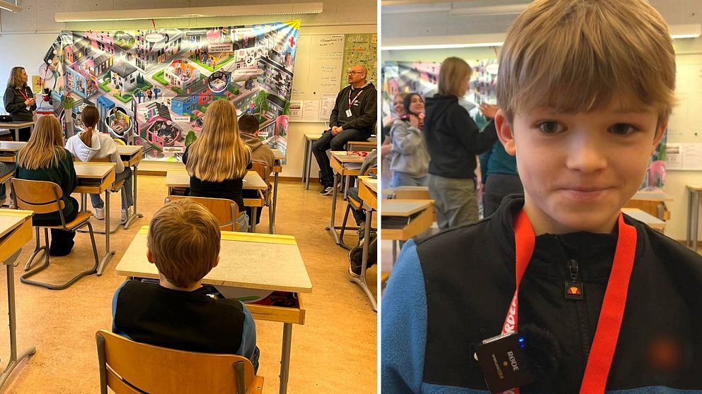 Eleverna på Fågelskolan i Lund får en genomgång av olika vårdyrken.