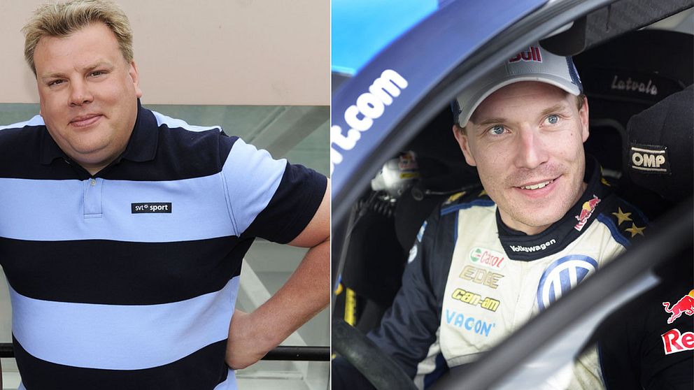 SVT Sports motorexpert Jonas Kruse (till vänster) och finska VM-stjärnan Jari-Matti Latvala (till höger).