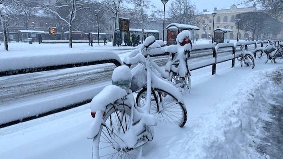 Så här såg det ut i centrala Karlstad på onsdagsmorgonen.