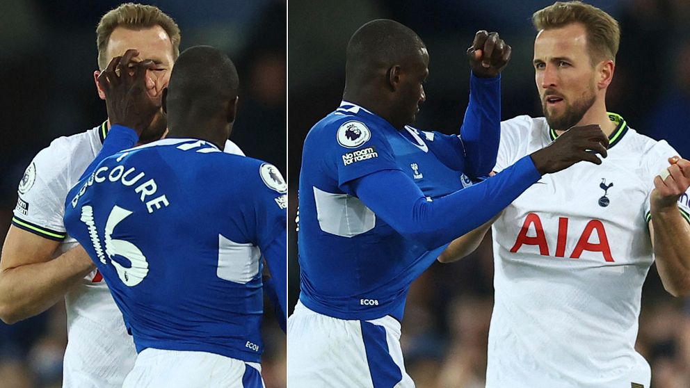 Abdoulaye Doucoure fick rött kort efter gruff med Harry Kane