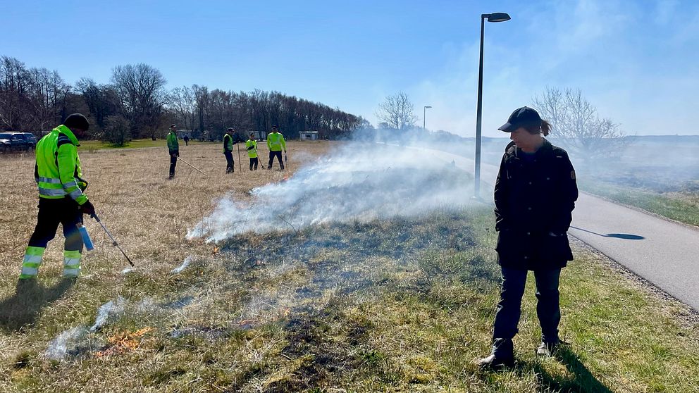 På bilden eldas gräset på Örby ängar i Helsingborg – en urgammal metod som kallas naturvårdsbränning” och gynnar den biologiska mångfalden.