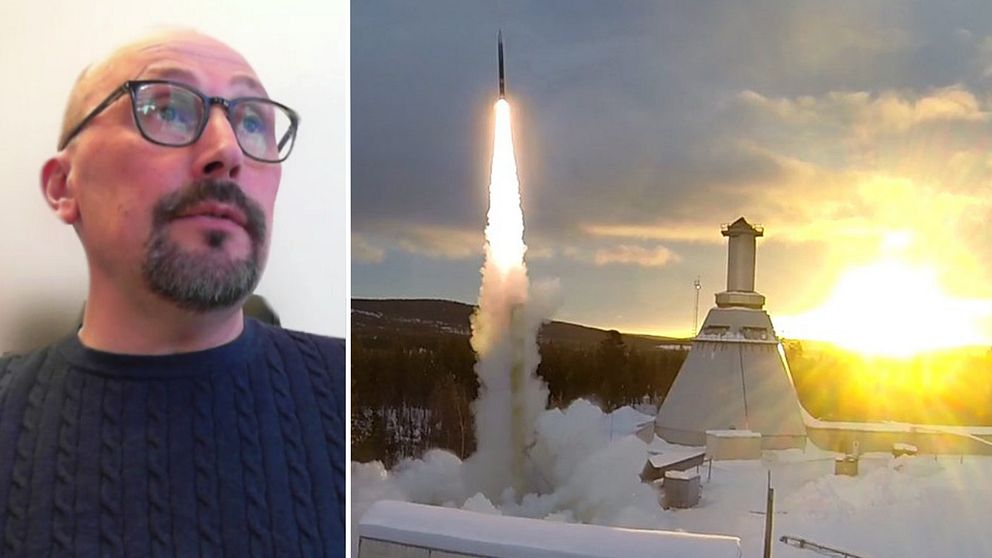 Marko Kohberg, avdelningschef för raketer och ballonger på SSC, och bild från rymdbasen Esrange i Kiruna.